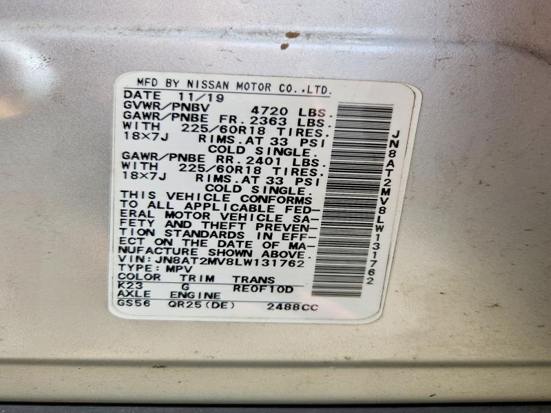 Продаж на аукціоні авто 2020 Nissan Rogue, vin: JN8AT2MV8LW131762, номер лоту: 49938456