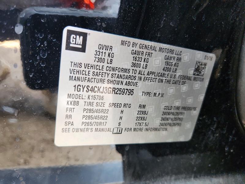 Продажа на аукционе авто 2016 Cadillac Escalade, vin: 1GYS4CKJ3GR259795, номер лота: 48875186