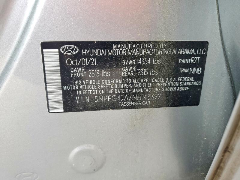 Aukcja sprzedaży 2022 Hyundai Sonata, vin: 5NPEG4JA7NH143392, numer aukcji: 51186376