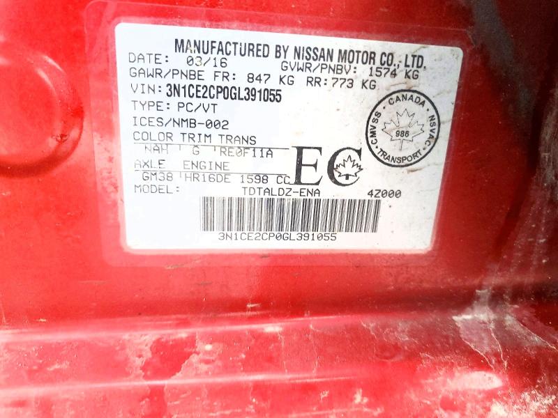 Продажа на аукционе авто 2016 Nissan Versa Note, vin: 3N1CE2CP0GL391055, номер лота: 49294326