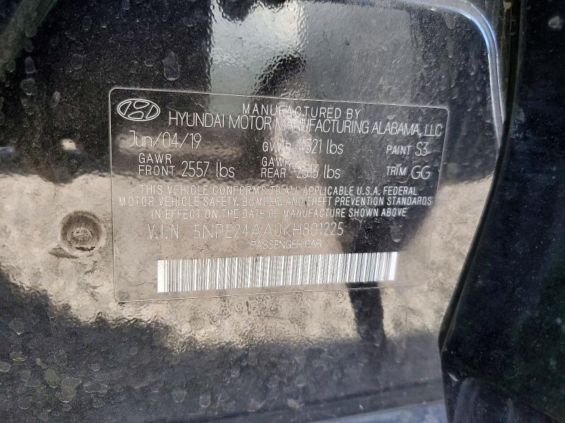 Aukcja sprzedaży 2019 Hyundai Sonata, vin: 5NPE24AA0KH801225, numer aukcji: 49503766