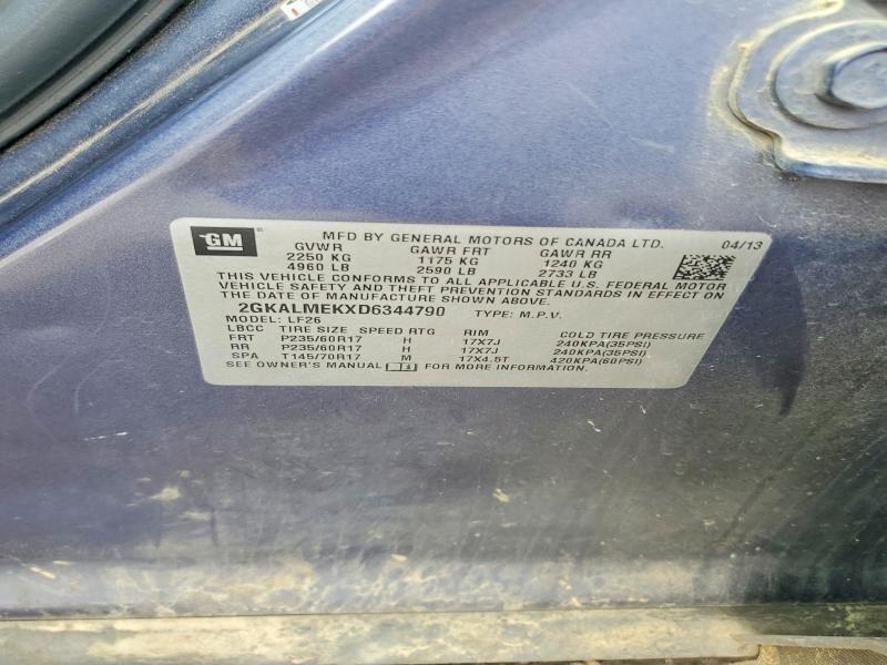 Aukcja sprzedaży 2013 Gmc Terrain, vin: 2GKALMEKXD6344790, numer aukcji: 48396906