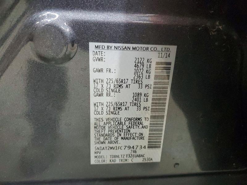 51518976 :رقم المزاد ، 5N1AT2MV1FC794734 vin ، 2015 Nissan Rogue مزاد بيع