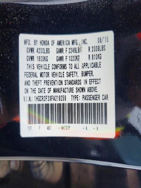 Aukcja sprzedaży 2015 Honda Accord, vin: 1HGCR2F3XFA219259, numer aukcji: 49629626