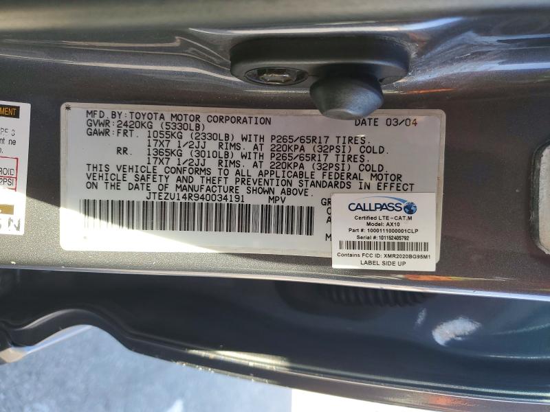 Продаж на аукціоні авто 2004 Toyota 4runner, vin: JTEZU14R940034191, номер лоту: 51280206