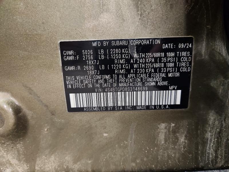 Aukcja sprzedaży 2025 Subaru Outback, vin: 4S4BTGPD8S3148699, numer aukcji: 48112496