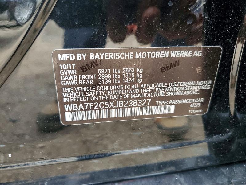 50691546 :رقم المزاد ، WBA7F2C5XJB238327 vin ، 2018 Bmw 750 مزاد بيع