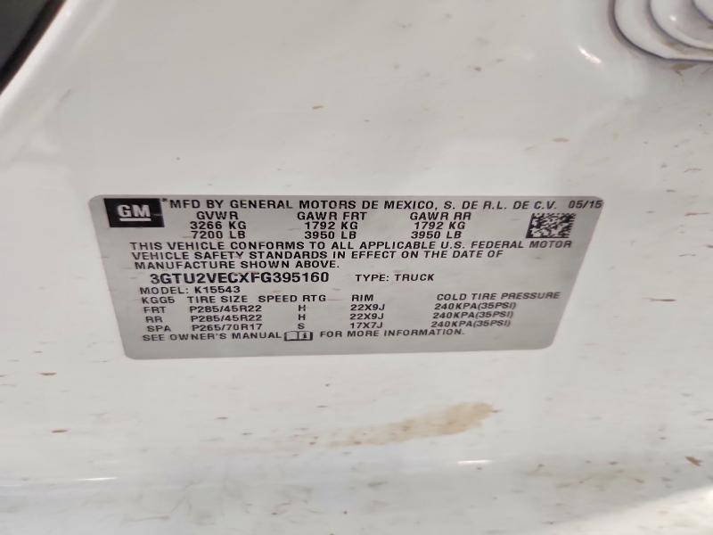 Aukcja sprzedaży 2015 Gmc Sierra, vin: 3GTU2VECXFG395160, numer aukcji: 51407346