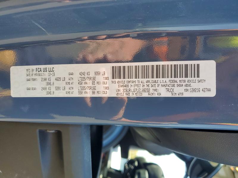 2020 Ram Promaster 3500 მანქანა იყიდება აუქციონზე, vin: 3C6URVJG7LE108232, აუქციონის ნომერი: 49410146