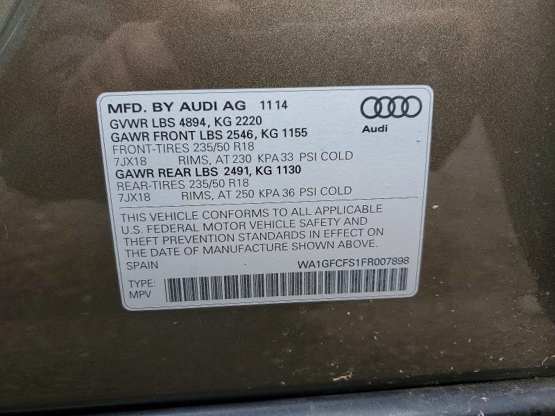 Aukcja sprzedaży 2015 Audi Q3, vin: WA1GFCFS1FR007898, numer aukcji: 48164276