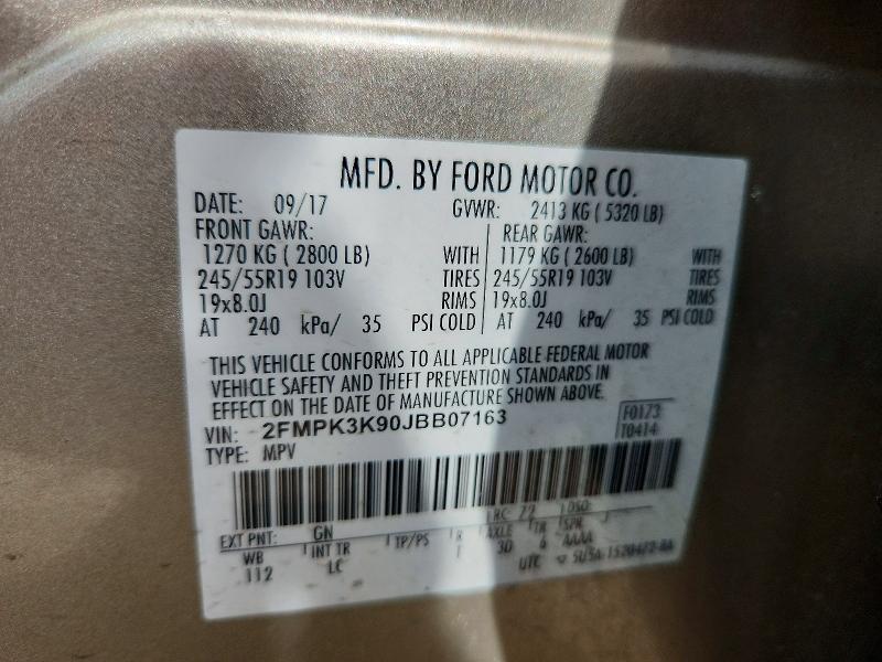 Aukcja sprzedaży 2018 Ford Edge, vin: 2FMPK3K90JBB07163, numer aukcji: 50683056