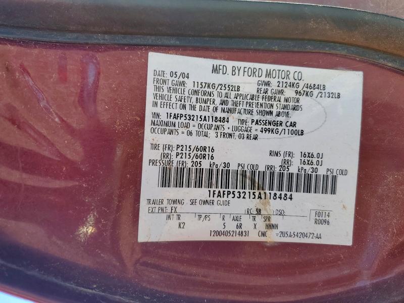 51043226 :رقم المزاد ، 1FAFP53215A118484 vin ، 2005 Ford Taurus X مزاد بيع