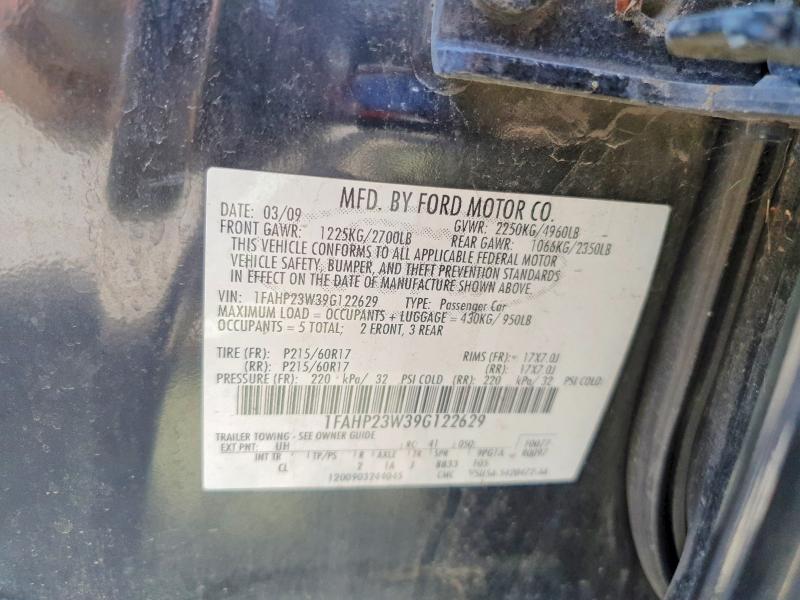 49484126 :رقم المزاد ، 1FAHP23W39G122629 vin ، 2009 Ford Taurus مزاد بيع