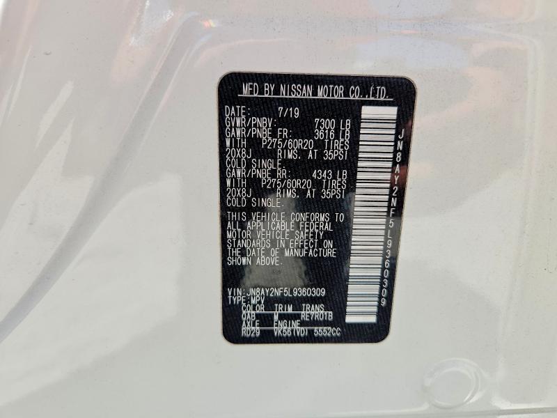 Продаж на аукціоні авто 2020 Nissan Armada, vin: JN8AY2NF5L9360309, номер лоту: 51128006