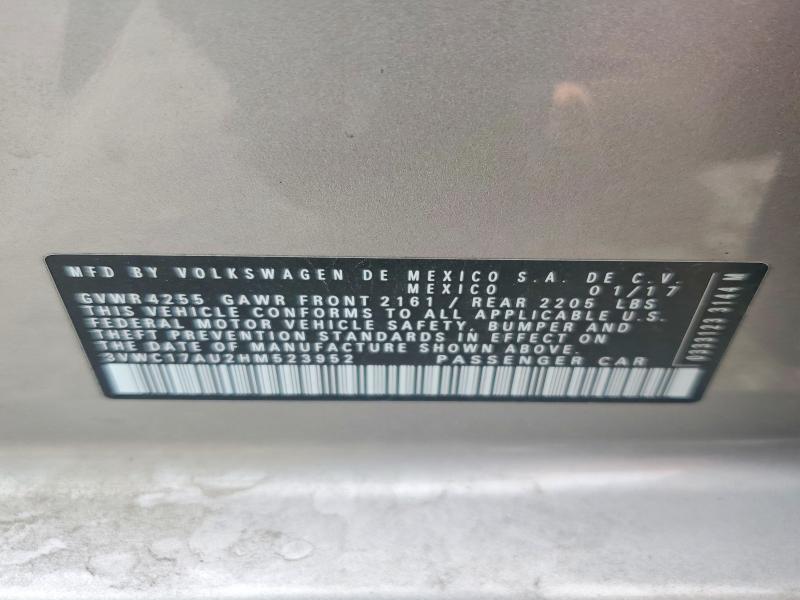 Aukcja sprzedaży 2017 Volkswagen Golf Sportwagen, vin: 3VWC17AU2HM523952, numer aukcji: 51591286