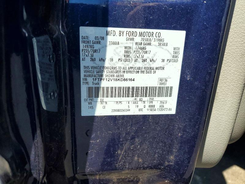 2008 Ford F150 მანქანა იყიდება აუქციონზე, vin: 1FTPF12V18KD86164, აუქციონის ნომერი: 51812986