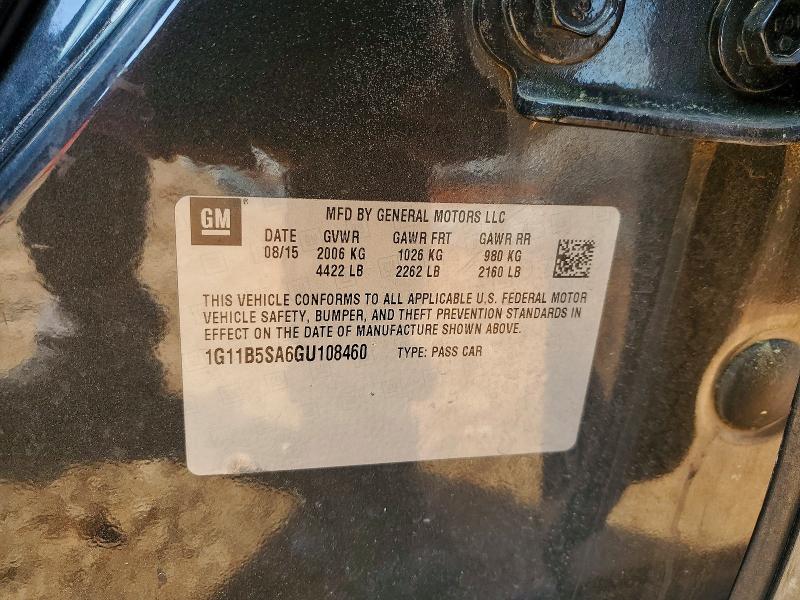 Aukcja sprzedaży 2016 Chevrolet Malibu Limited, vin: 1G11B5SA6GU108460, numer aukcji: 47587946