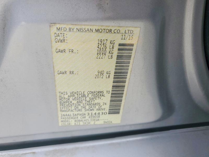 Aukcja sprzedaży 2016 Nissan Altima, vin: 1N4AL3APXGN314430, numer aukcji: 49720466