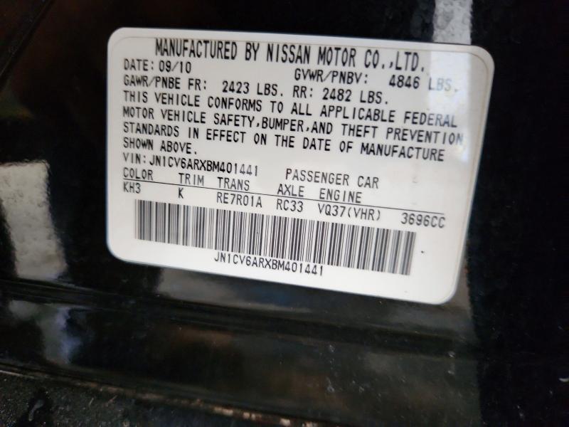 50952806 :رقم المزاد ، JN1CV6ARXBM401441 vin ، 2011 Infiniti G37 Sedan مزاد بيع