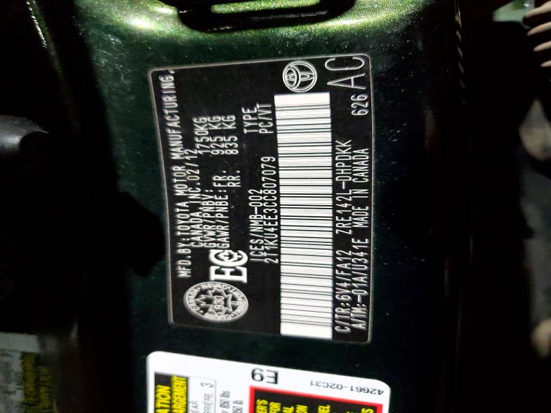 2012 Toyota Matrix მანქანა იყიდება აუქციონზე, vin: 2T1KU4EE3CC807079, აუქციონის ნომერი: 50432866
