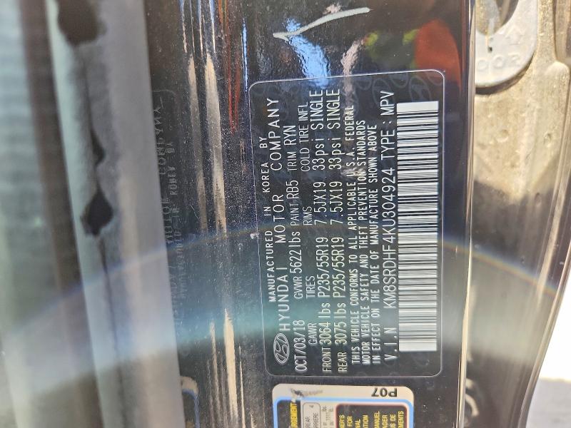 Продаж на аукціоні авто 2019 Hyundai Santa Fe Xl, vin: KM8SRDHF4KU304924, номер лоту: 48318576