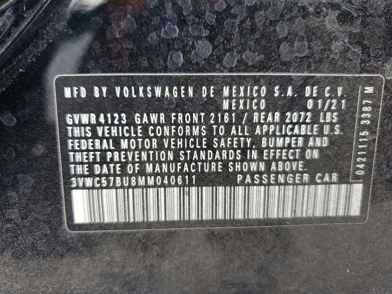 Продаж на аукціоні авто 2021 Volkswagen Jetta, vin: 3VWC57BU8MM040611, номер лоту: 50720236