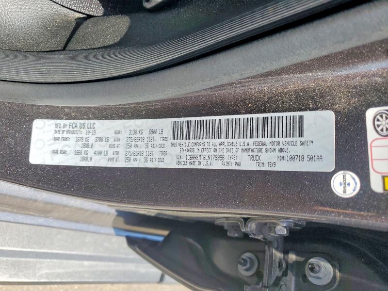 50423756 :رقم المزاد ، 1C6RREMT6LN179996 vin ، 2020 Ram 1500 مزاد بيع