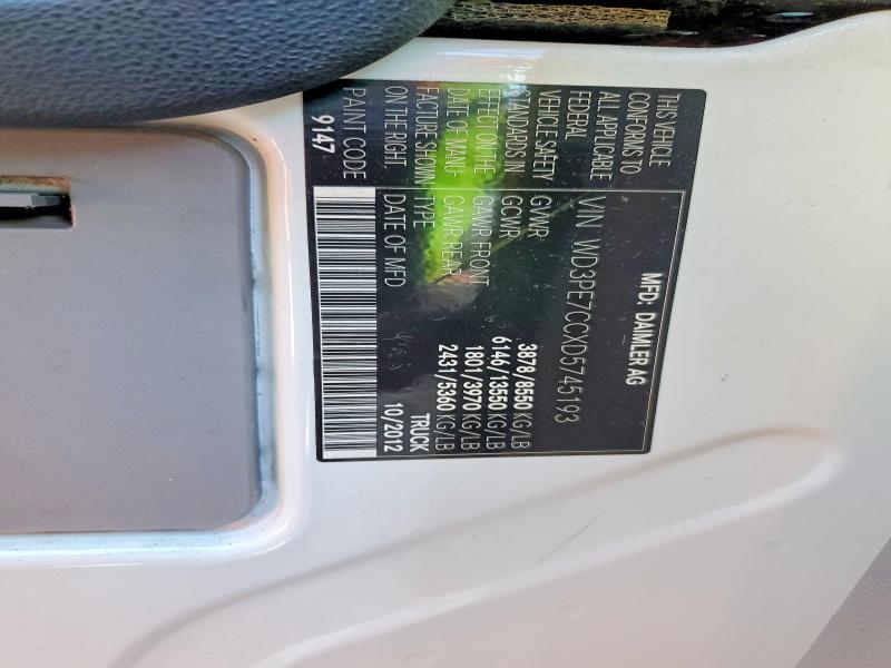 2013 Mercedes Benz Sprinter მანქანა იყიდება აუქციონზე, vin: WD3PE7CCXD5745193, აუქციონის ნომერი: 49513856