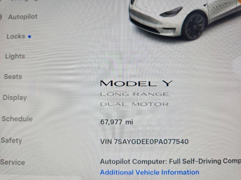 2023 Tesla Model Y მანქანა იყიდება აუქციონზე, vin: 7SAYGDEE0PA077540, აუქციონის ნომერი: 49060566