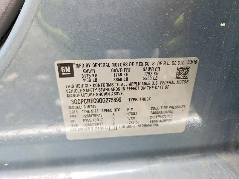 Продаж на аукціоні авто 2016 Chevrolet Silverado, vin: 3GCPCREC9GG275899, номер лоту: 48519766
