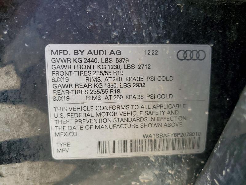 Auction sale of the 2023 Audi Q5, vin: WA1BBAFY8P2078010, lot number: 50400256