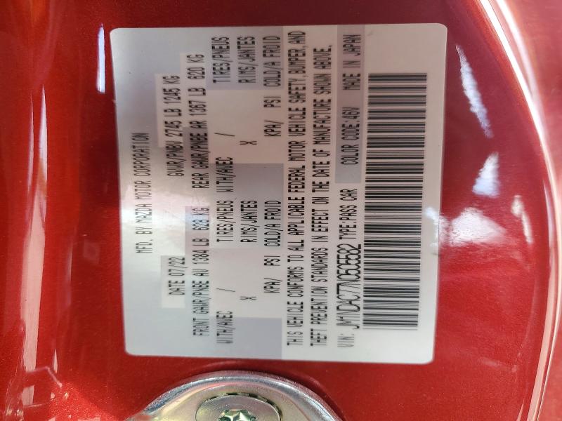2022 Mazda Mx-5 Miata მანქანა იყიდება აუქციონზე, vin: JM1NDAC77N0505582, აუქციონის ნომერი: 50214446