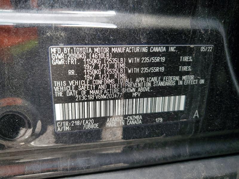 2022 Toyota Rav4 მანქანა იყიდება აუქციონზე, vin: 2T3C1RFV6NW203477, აუქციონის ნომერი: 51034426