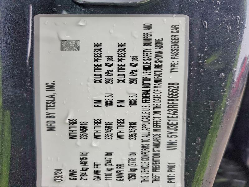 Aukcja sprzedaży 2024 Tesla Model 3, vin: 5YJ3E1EA8RF865528, numer aukcji: 48163946
