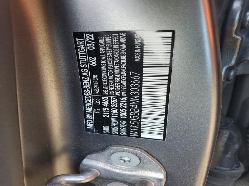 Продажа на аукционе авто 2022 Mercedes-benz Cla, vin: W1K5J5BB4NN303667, номер лота: 50634786