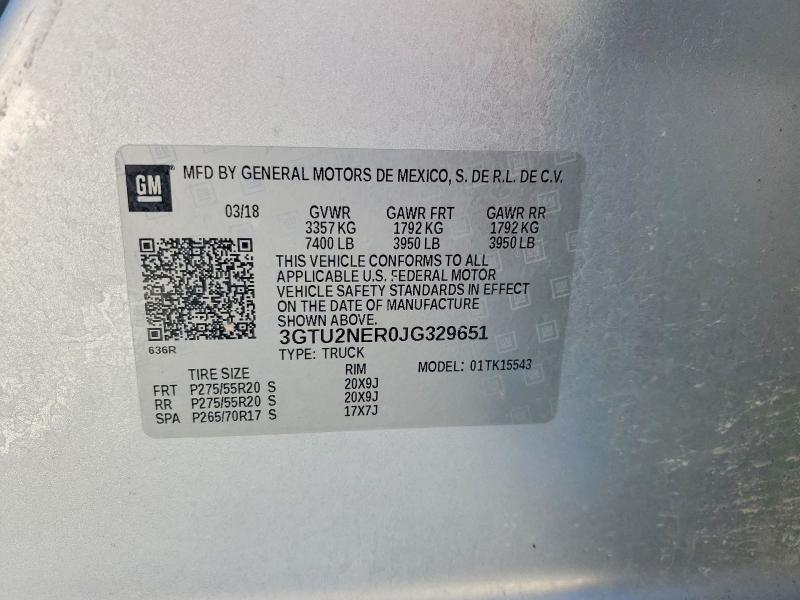 48571736 :رقم المزاد ، 3GTU2NER0JG329651 vin ، 2018 Gmc Sierra مزاد بيع