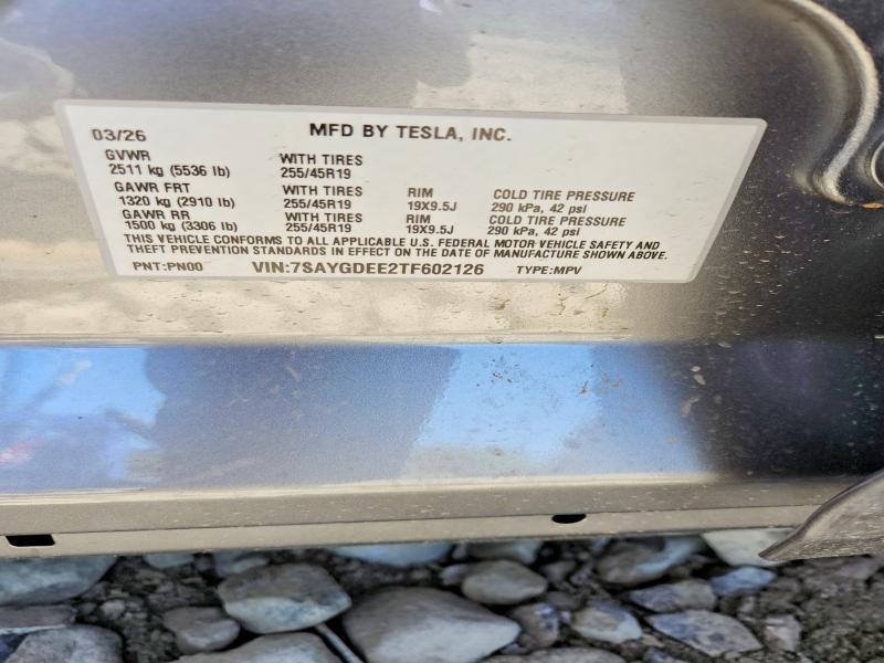 2026 Tesla Model Y მანქანა იყიდება აუქციონზე, vin: 7SAYGDEE2TF602126, აუქციონის ნომერი: 51095186