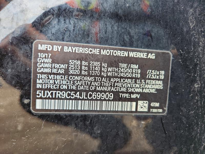 Aukcja sprzedaży 2018 Bmw X3, vin: 5UXTR9C54JLC69909, numer aukcji: 49333166