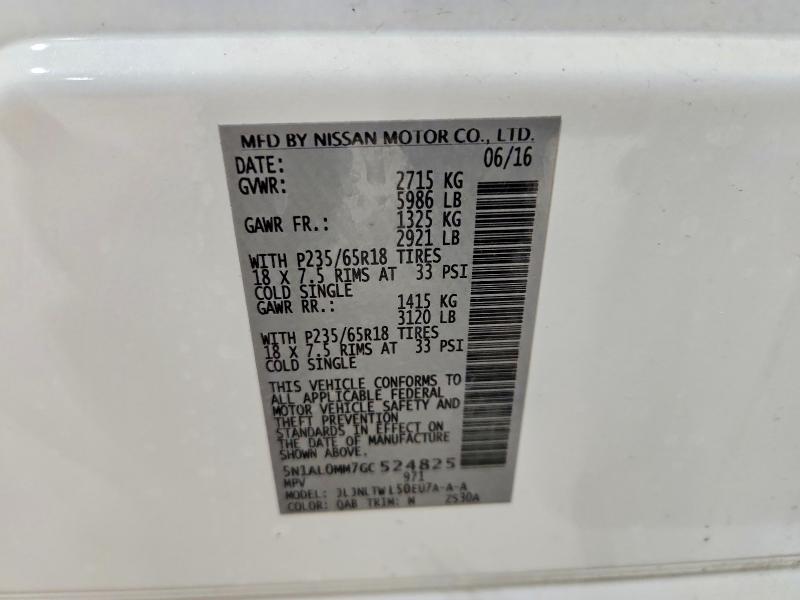 Aukcja sprzedaży 2016 Infiniti Qx60, vin: 5N1AL0MM7GC524825, numer aukcji: 51326576