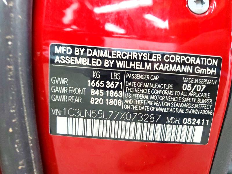49107906 :رقم المزاد ، 1C3LN55L77X073287 vin ، 2007 Chrysler Crossfire مزاد بيع