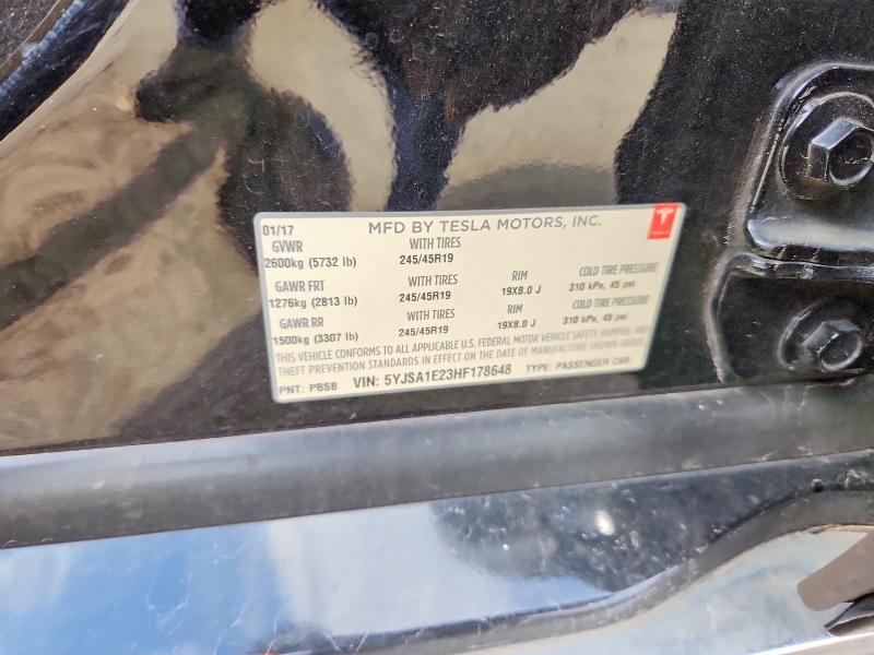 48222176 :رقم المزاد ، 5YJSA1E23HF178648 vin ، 2017 Tesla Model S مزاد بيع