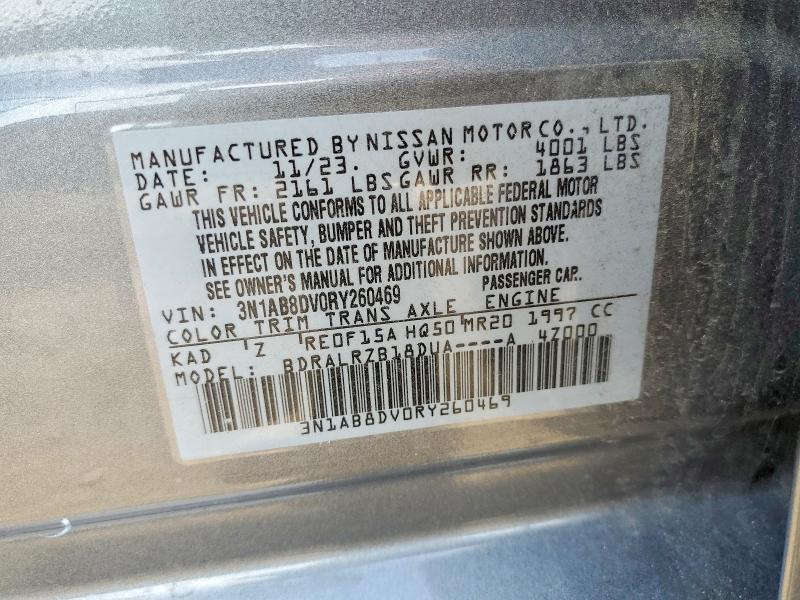 2024 Nissan Sentra მანქანა იყიდება აუქციონზე, vin: 3N1AB8DV0RY260469, აუქციონის ნომერი: 50256646