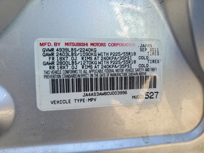 49470836 :رقم المزاد ، JA4AS3AW8CU003996 vin ، 2012 Mitsubishi Outlander مزاد بيع