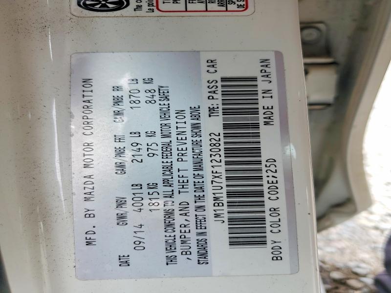 51297406 :رقم المزاد ، JM1BM1U7XF1230822 vin ، 2015 Mazda 3 مزاد بيع