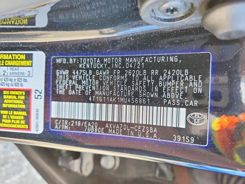 50136726 :رقم المزاد ، 4T1G11AK1MU456861 vin ، 2021 Toyota Camry مزاد بيع