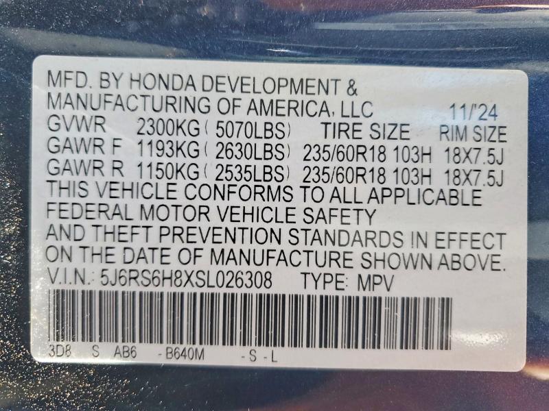 Aukcja sprzedaży 2025 Honda Cr-v, vin: 5J6RS6H8XSL026308, numer aukcji: 48979046