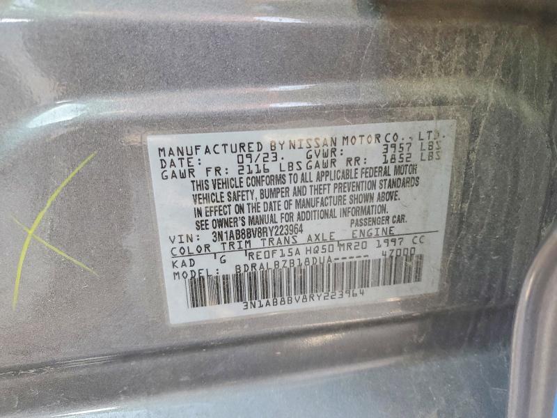 2024 Nissan Sentra მანქანა იყიდება აუქციონზე, vin: 3N1AB8BV8RY223964, აუქციონის ნომერი: 51179016