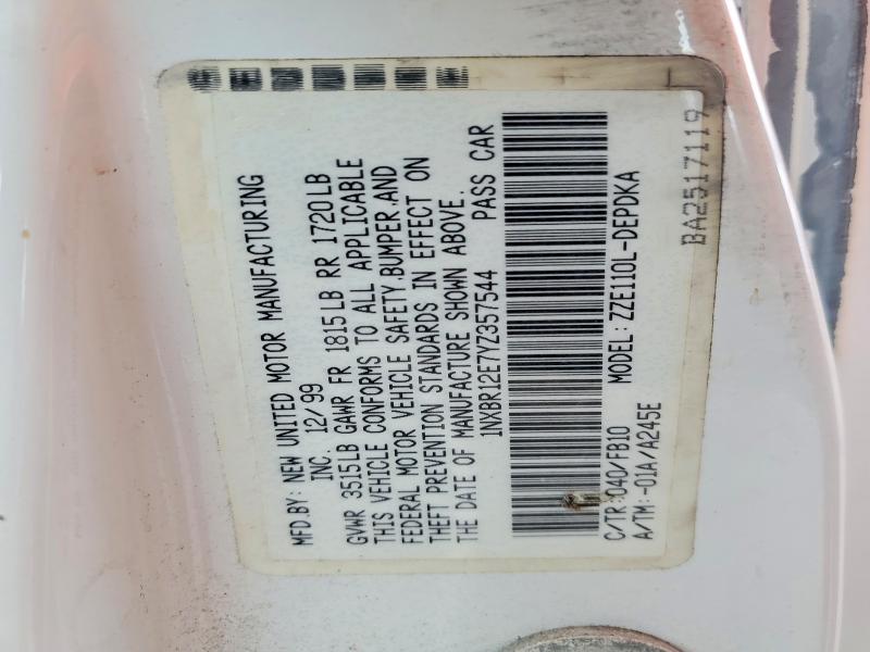 Aukcja sprzedaży 2000 Toyota Corolla, vin: 1NXBR12E7YZ357544, numer aukcji: 48643936