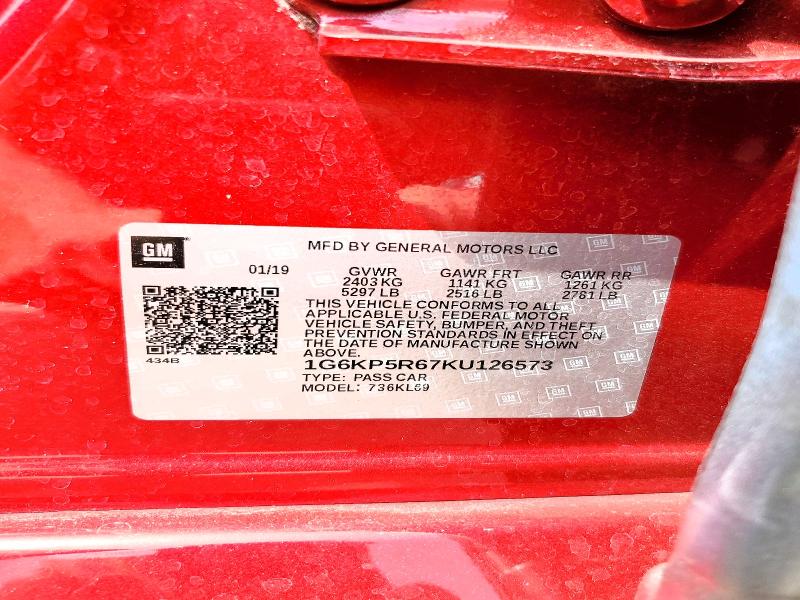 2019 Cadillac Ct6 მანქანა იყიდება აუქციონზე, vin: 1G6KP5R67KU126573, აუქციონის ნომერი: 50398966