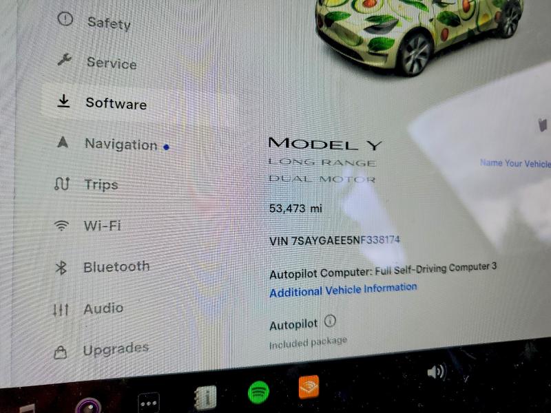 2022 Tesla Model Y მანქანა იყიდება აუქციონზე, vin: 7SAYGAEE5NF338174, აუქციონის ნომერი: 49924356
